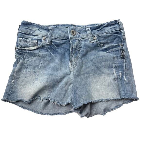 Silver Aiko cutoff denim shorts jean lightwash distressed Women's 26/2 - Picture 1 of 12